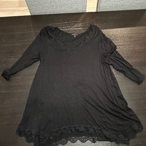 Lane Bryant 3/4 Sleeve Black Blouse with Lace